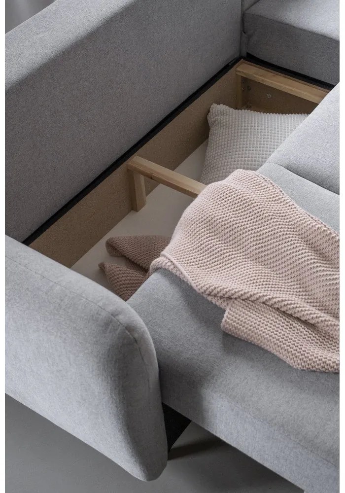 Divano letto angolare grigio chiaro, angolo destro Scandic Lagom - Miuform