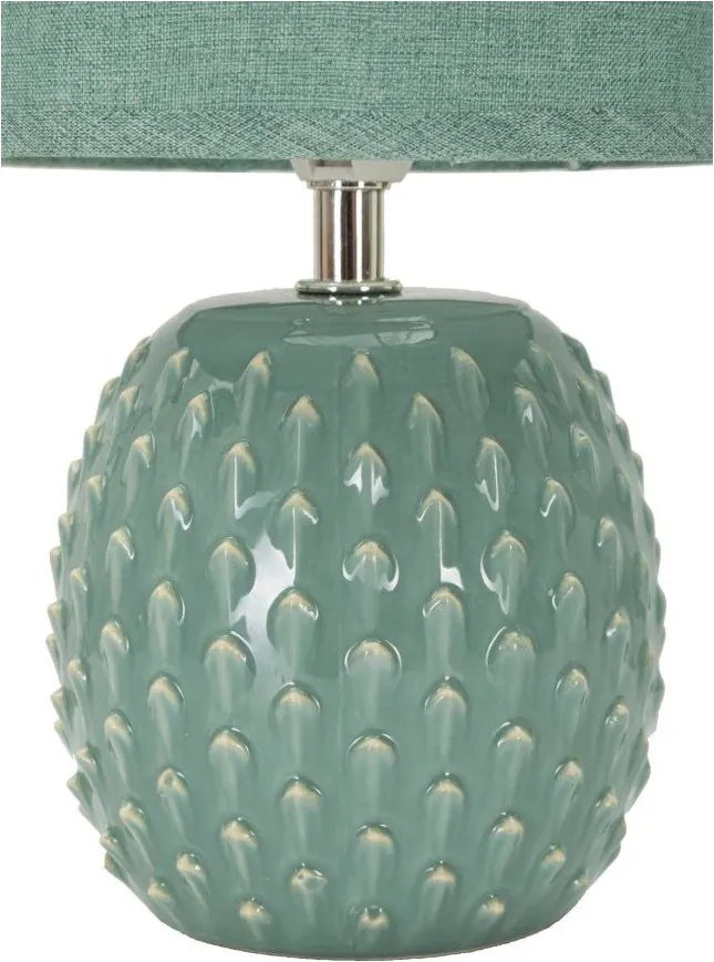 Lampada da tavolo azzurra in ceramica con paralume in tessuto (altezza totale 27 cm) Pontus – Mauro Ferretti