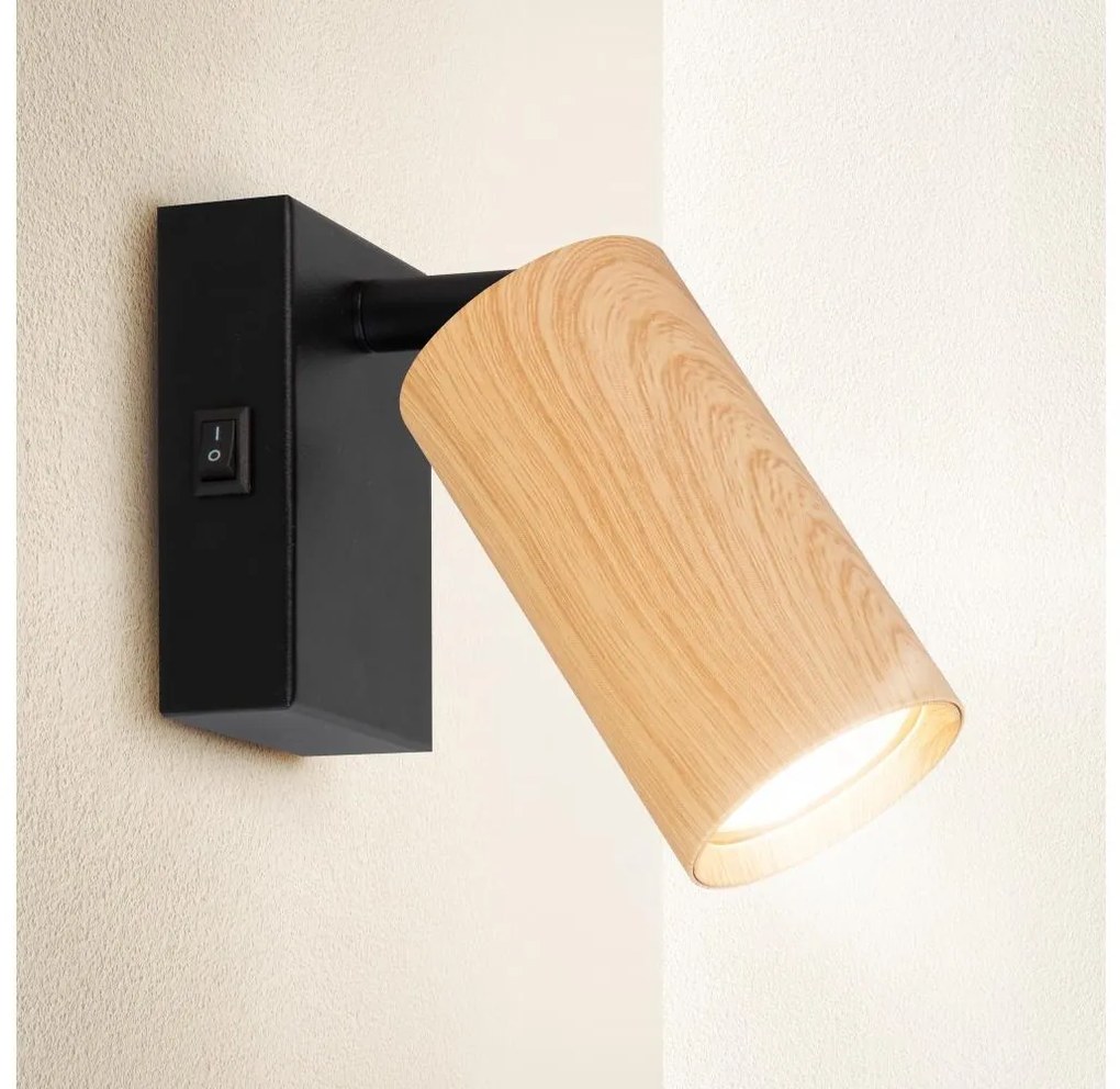 Brilagi - Faretto da parete SELE 1xGU10/30W/230V nero/decorazioni in rovere