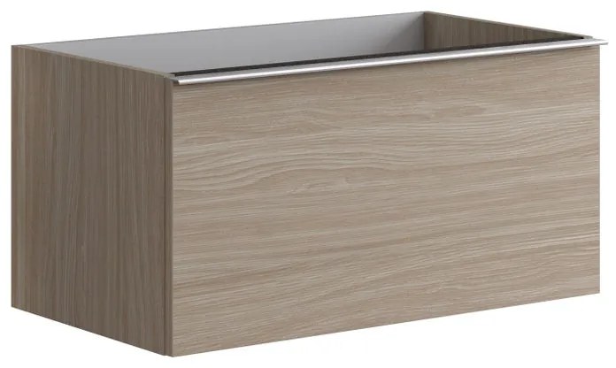 Mobile da bagno sotto lavabo Pixel plain frontale olmo rousseau e maniglia alluminio brillante L 80 x H 40 x P 45.5 cm 1 cassetto, lavabo non incluso