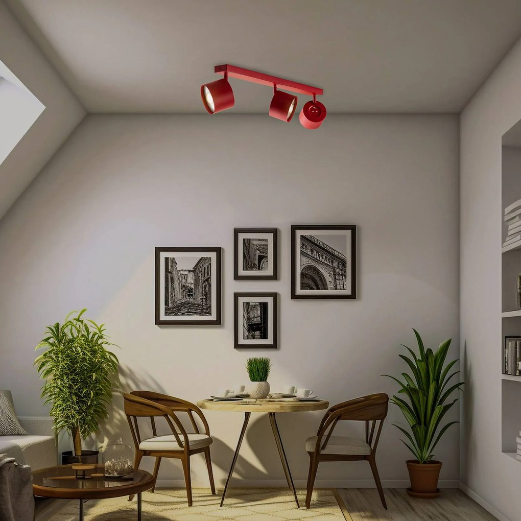 Argon Faretto da soffitto Chloe orientabile a 3 luci, rosso