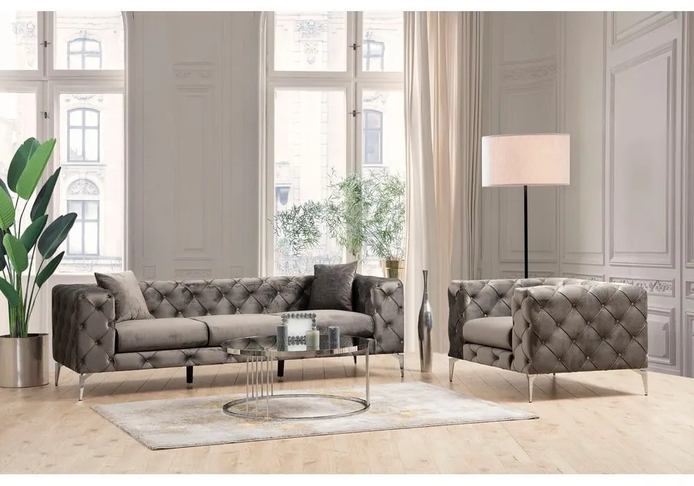 Divano in velluto grigio scuro 237 cm Como - Balcab Home