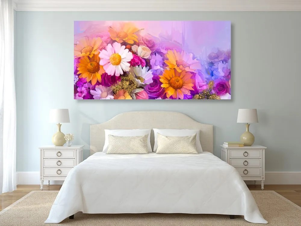 Stampa su tela – Dipinto a olio di fiori colorati