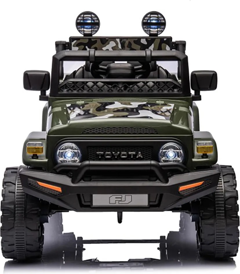 Macchina Elettrica per Bambini Fuoristrada Toyota Fj Cruiser 12V Telecomando Ruote in Gomma e Sedile in Pelle Nero e Mimetico...