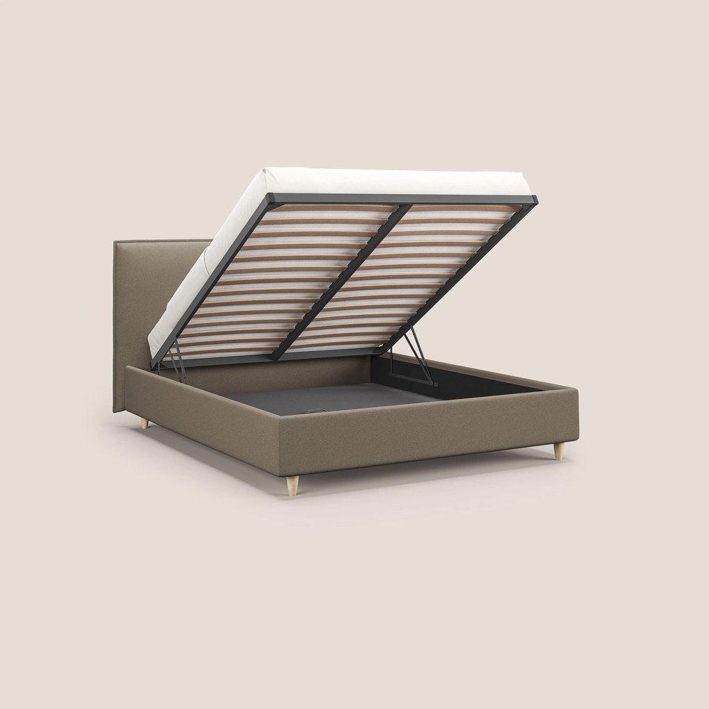 Costanza letto contenitore e sfoderabile in tessuto misto cotone impermeabile T13 beige