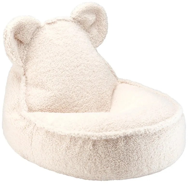 Pouf a sacco per bambini color crema con rivestimento in bouclé Bear – Wigiwama