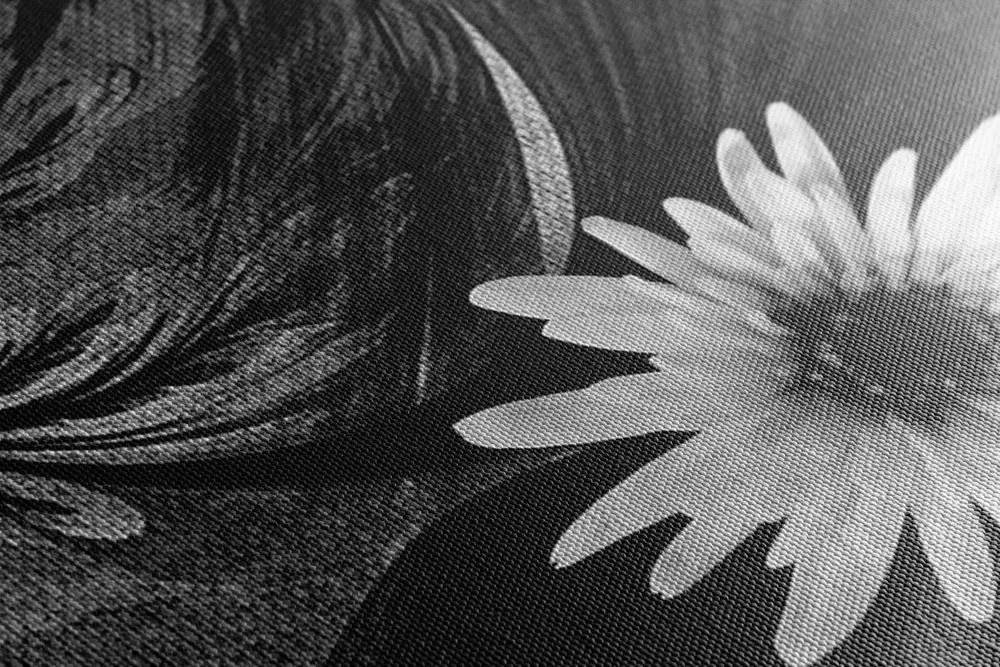 Stampa su tela – Fiori su sfondo in bianco e nero