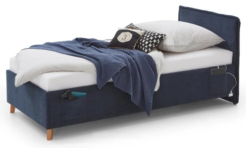 Letto da bambini blu scuro imbottito con contenitore con rete inclusa 90x200 cm Fun – Meise Möbel