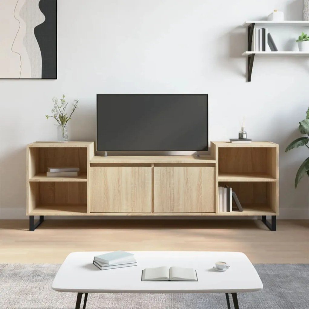 Mobile Porta Tv Rovere Sonoma 160x35x55 Cm Legno Multistrato /