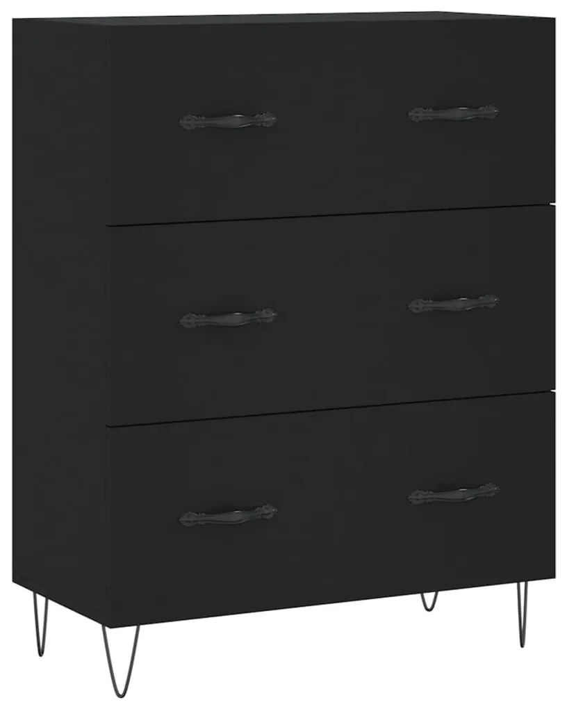 Credenza nera 69,5x34x90 cm in legno multistrato