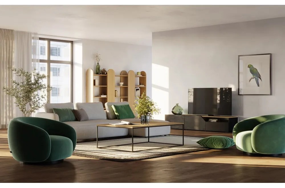 Tavolo TV con piano in rovere nero e naturale 180x38 cm Verone - TemaHome