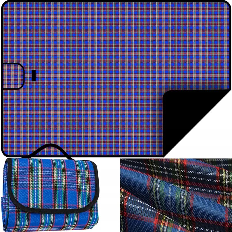 Coperta da picnic a scacchi 145 x 180 cm - blu