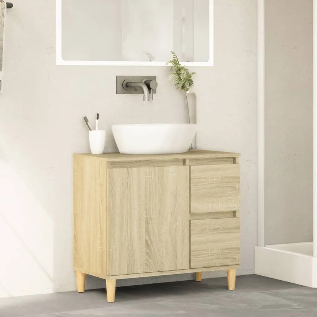 Armadietto da bagno rovere sonoma 65x33x60 cm legno multistrato