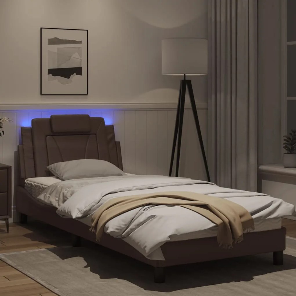 Giroletto con luci led marrone 90x200 cm in similpelle