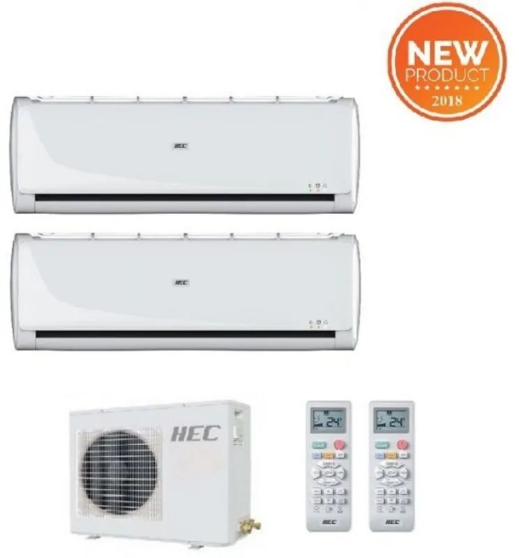 Climatizzatore condizionatore hec by Haier dual split inverter serie tide 9+12 con H2SU-18TK R-32 9000+12000