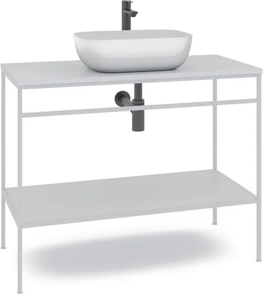 Mobile bagno da terra con lavabo Outline L 100 x H 92 x P 45.5 cm Bianco per vasca centrale