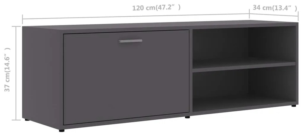 Mobile Porta TV Grigio 120x34x37 cm in Legno Multistrato