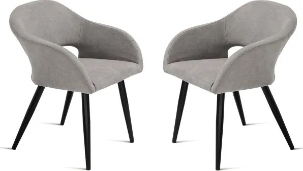 Sedia imbottita in tessuto Grigio Chiaro con struttura in metallo WEST 2 sedie