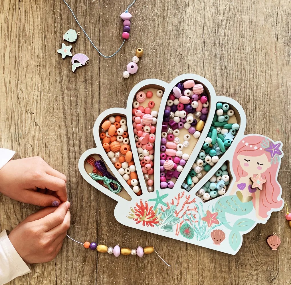 Perline di legno colori pastello - Sirena, 400 pezzi