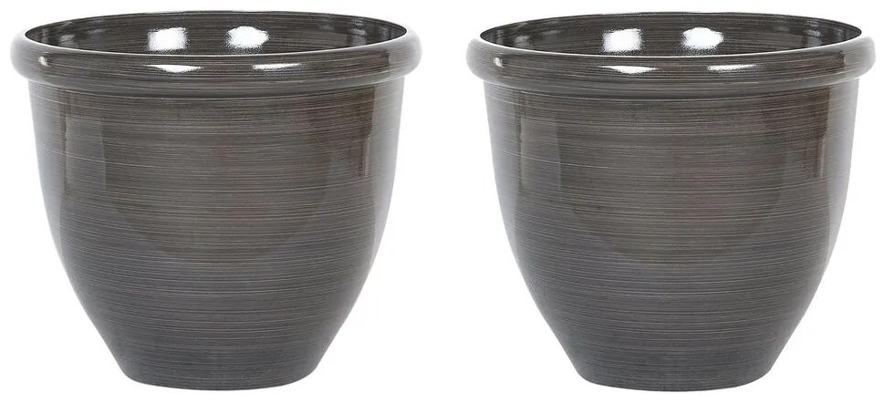 Set di 2 vasi in pietra marrone scuro ⌀ 40 cm TESALIA Beliani