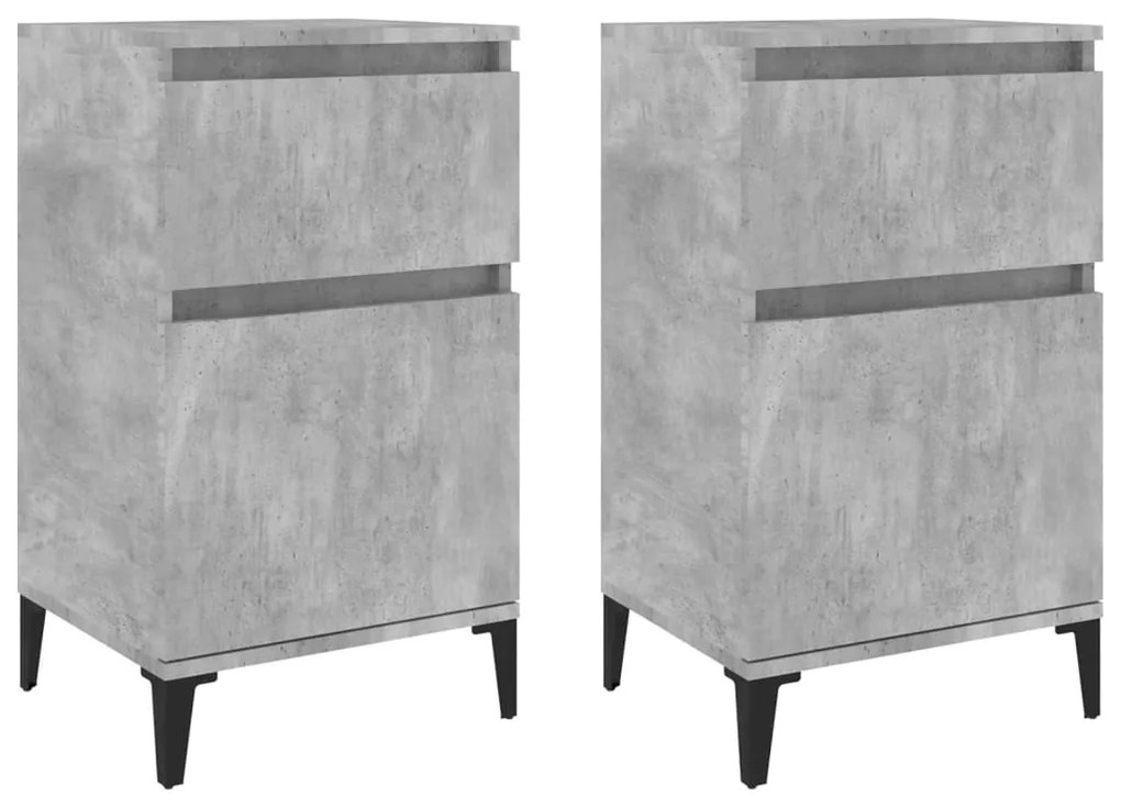 Comodini 2 pz grigio cemento 40x35x70 cm