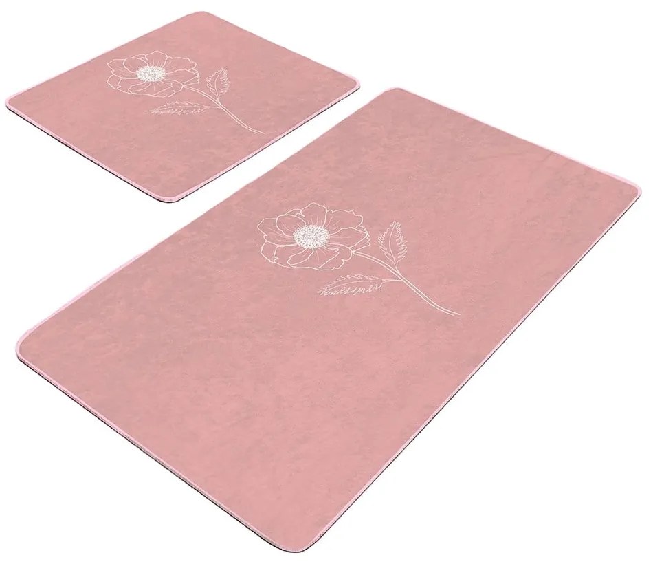 Set di tappetini per il bagno in velluto rosa 2 pz 60x100 cm – Mila Home