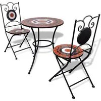 Set da Bistrot 3 pz Piastrelle di Ceramica Terracotta e Bianco 271773