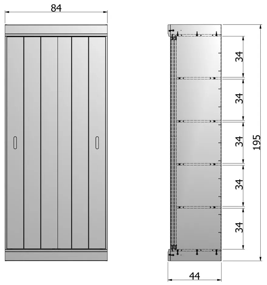 Armadio in pino bianco con ante scorrevoli 85x195 cm Row - WOOOD