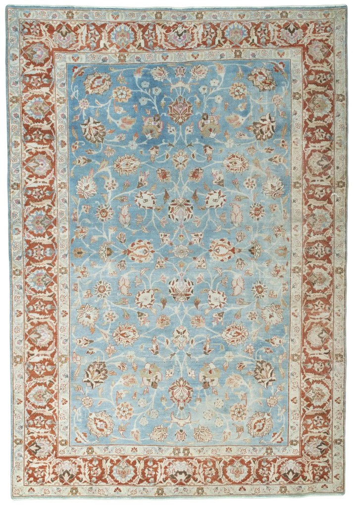 Tabriz Tappeto 200 x 290 Blu (Iran) Annodato A Mano