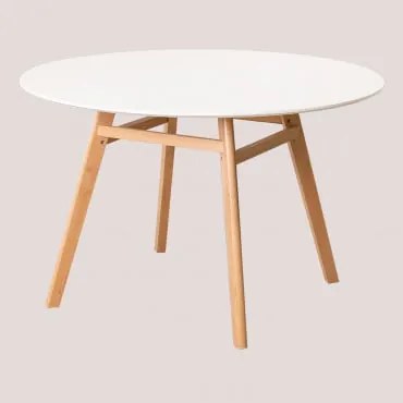 Tavolo Da Pranzo Rotondo In Mdf E Legno Di Faggio Scand Nordic Bianco & Ø120 Cm - Sklum