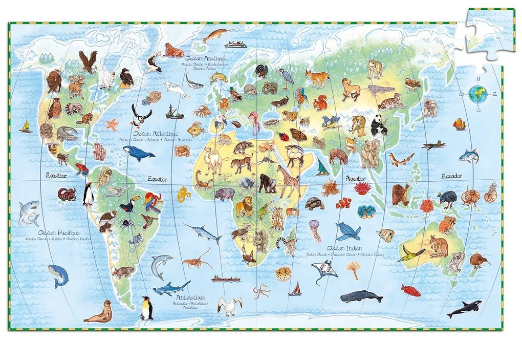 Un puzzle e un gioco di osservazione - animali del mondo - 200 pezzi