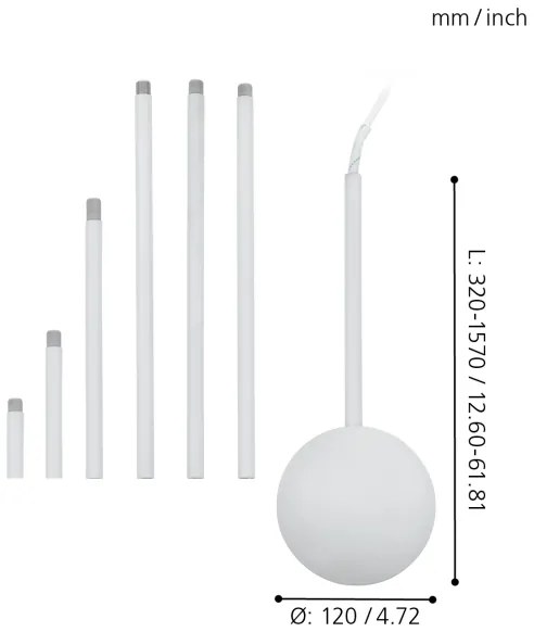 Eglo 92288 - Copertura per cavo EXTENTION bianco