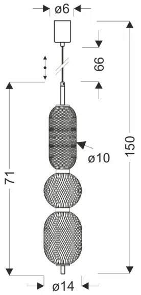 Lampadario LED sospeso con cavo PUMA LED/15W/230V Ø 14 cm nero
