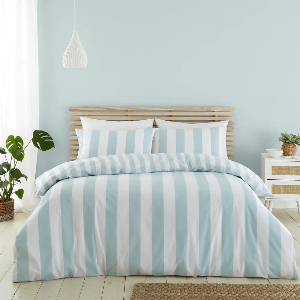 Biancheria da letto singola blu e bianca 135x200 cm Cove Stripe - Catherine Lansfield