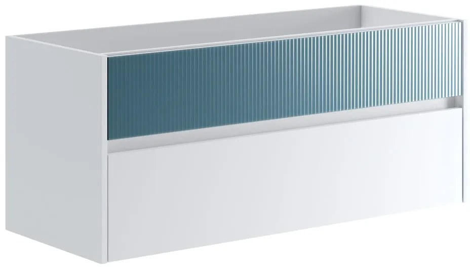 Mobile da bagno sospeso sotto lavabo L 119.5 x H 50 x P 45.5 cm blu opaco, 2 cassetti Niwa