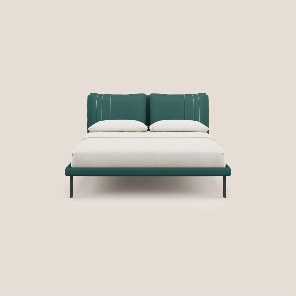 Giselle letto moderno con cuscini testata regolabili con tasche in microfibra impermeabile T11 petrolio
