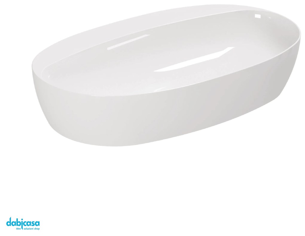 Azzurra Ceramica "Elegance Circle" Lavabo D'Appoggio Ovale 70x42 Cm Bianco Lucido