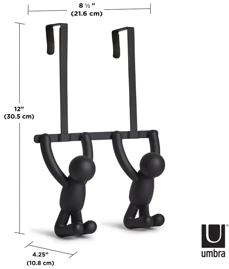 Appendiabiti in plastica nera da 22 cm Buddy - Umbra