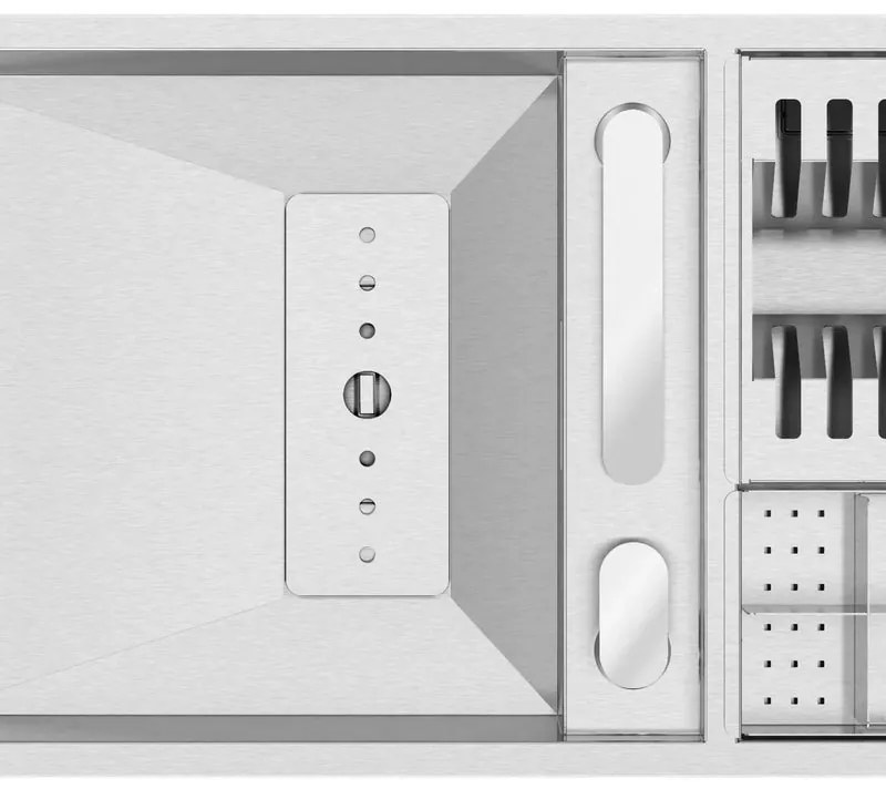 Lavello semincasso 1 vasca RODI Invisible 70 inox L 44 x L 69 x P 20 cm argento
