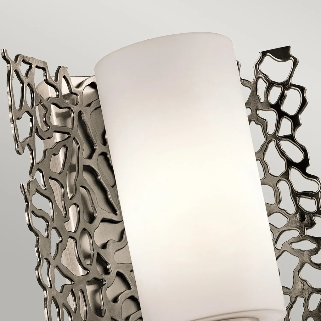 Applique Contemporanea Silver Coral Metallo Peltro Classico Vetro 1 Luce E27