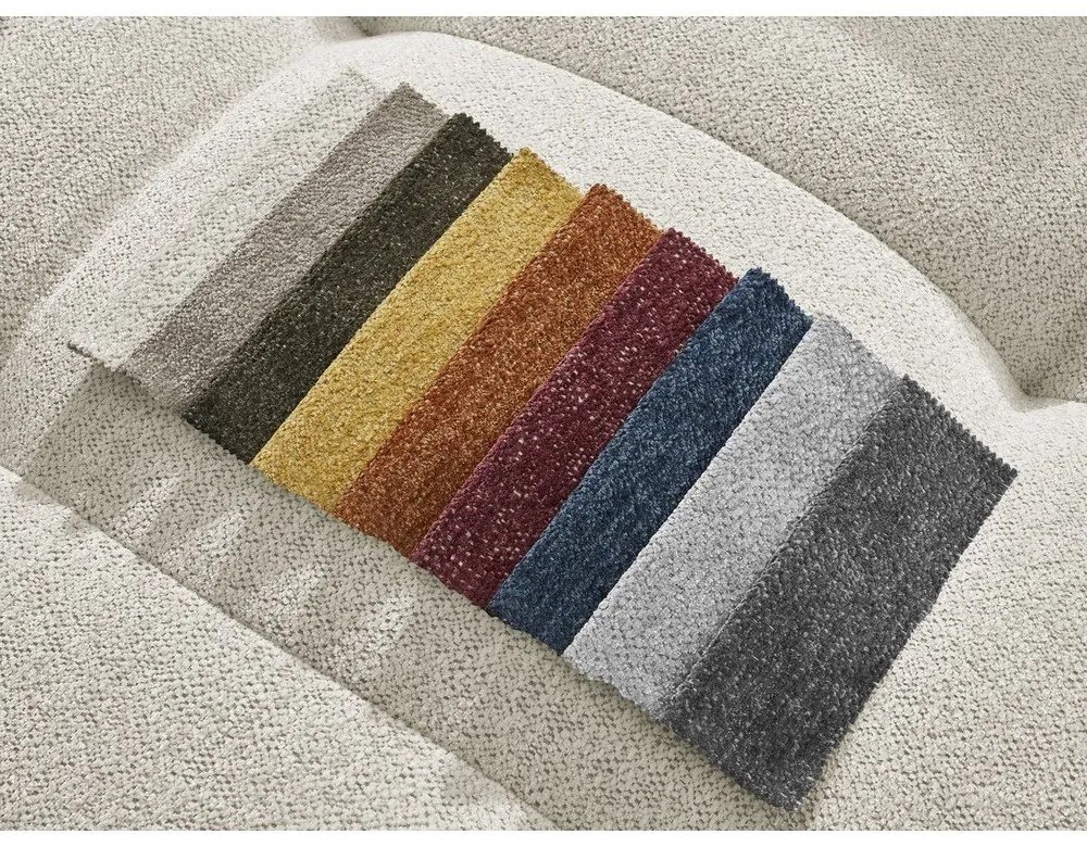 Poggiapiedi bianco con rivestimento in ciniglia Roxelane – Bobochic Paris