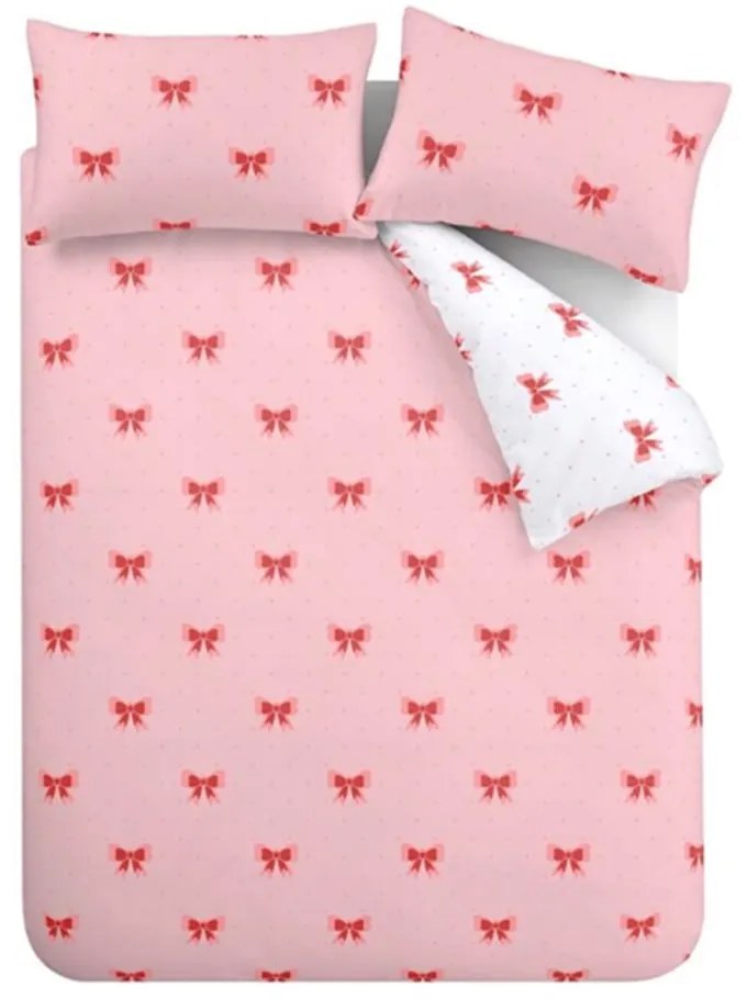 Set copripiumino e federa rosa per letto matrimoniale 200x200 cm Dotty Bows – Sassy B