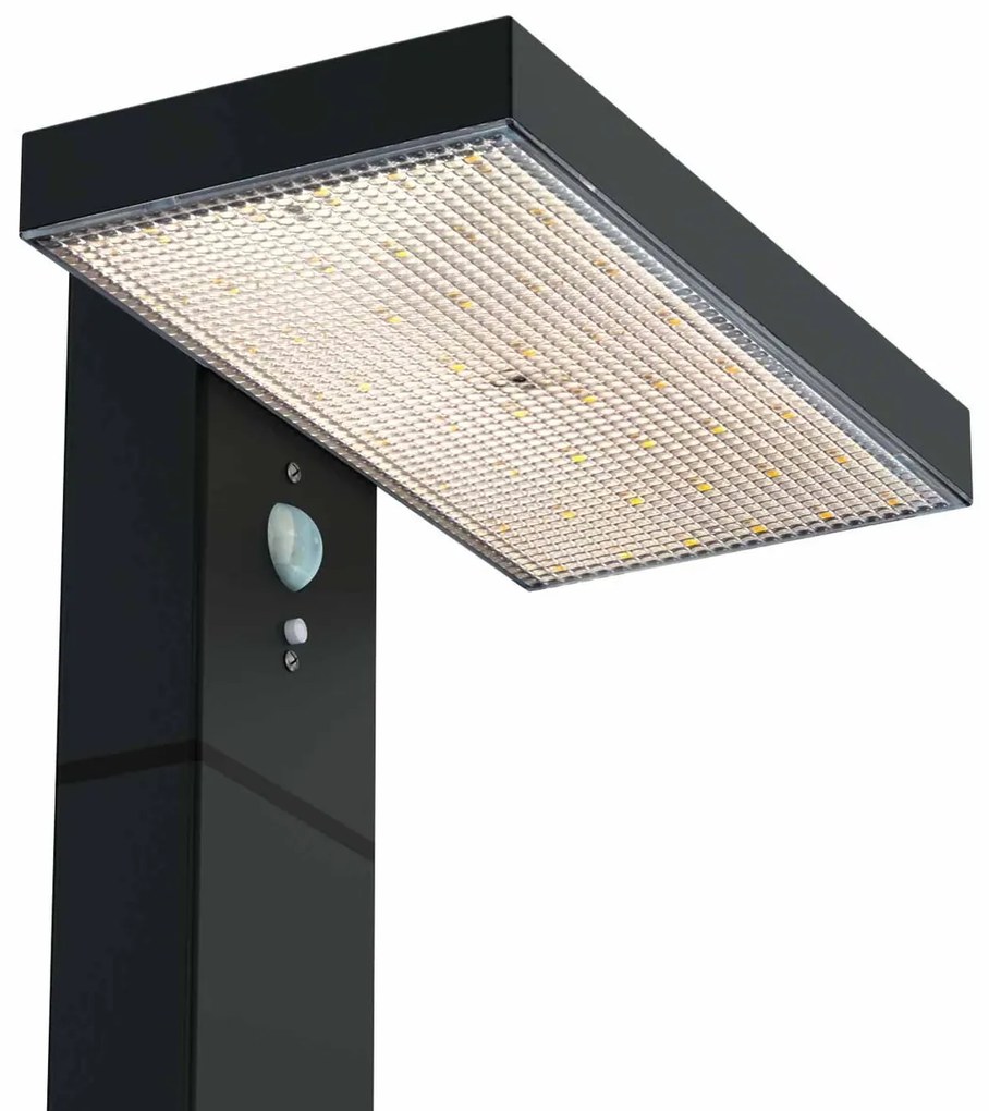Paletto da giardino Solare Nero 100cm con Sensore di Mov. e Picchetto Colore Bianco Naturale 4.000K