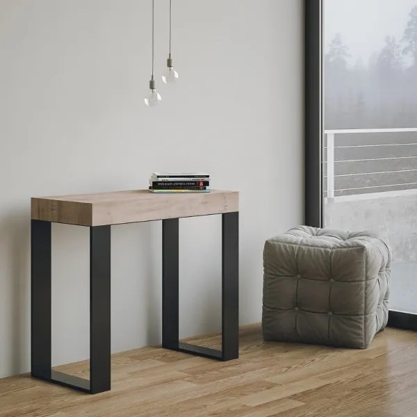 Consolle allungabile slim a 300cm TECNO Quercia telaio Antracite 14 Posti