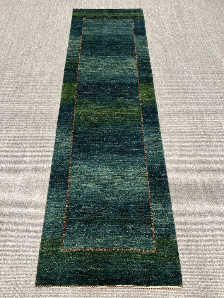Loribaft Tappeto 280 x 80 Verde (Iran) Annodato A Mano
