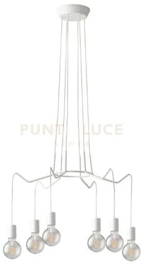 Lampadario a sospensione habitat bianca 6 luci attacco e27 66x120cm...