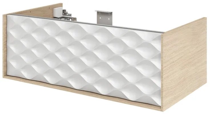 Mobile da bagno sospeso sotto lavabo L 90 x H 32 x P 48 cm bianco e rovere laccato lucido, 1 cassetto SENSEA Neo Frame