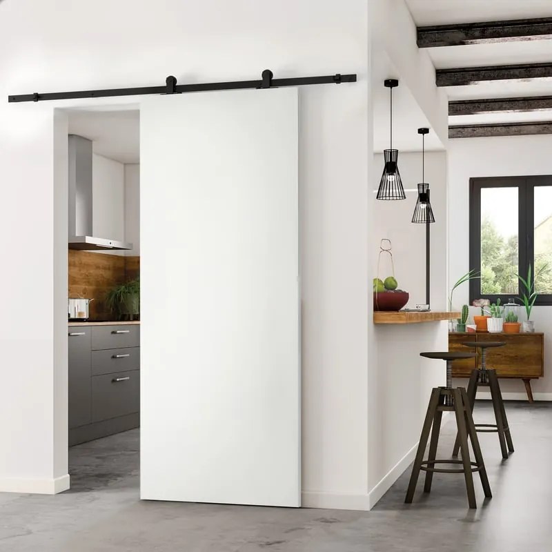 Porta scorrevole reversibile Oxford bianco in mdf bianco, L 93 x H 212 cm, con binario Retro