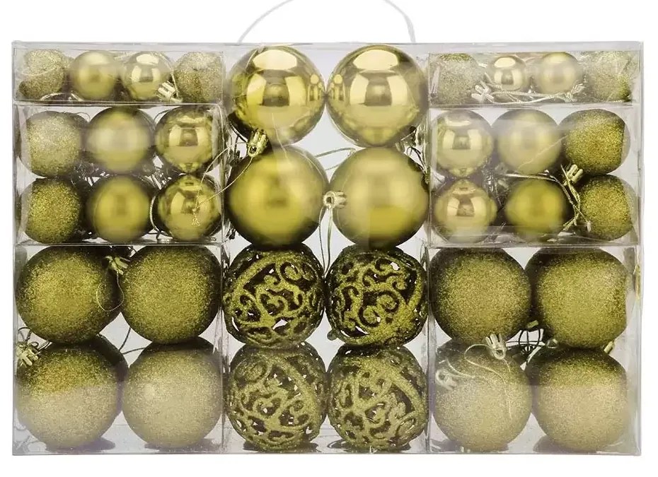 Confezione 100 Palline di Natale Colore Gold, Palle di Natale Diametro 3/4/6 cm, Addobbi E Decorazioni per Albero di Natale, Colore Oro