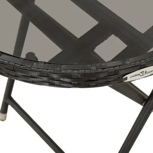 Set da Bistrot per Giardino 3 pz in Polyrattan e Vetro Nero